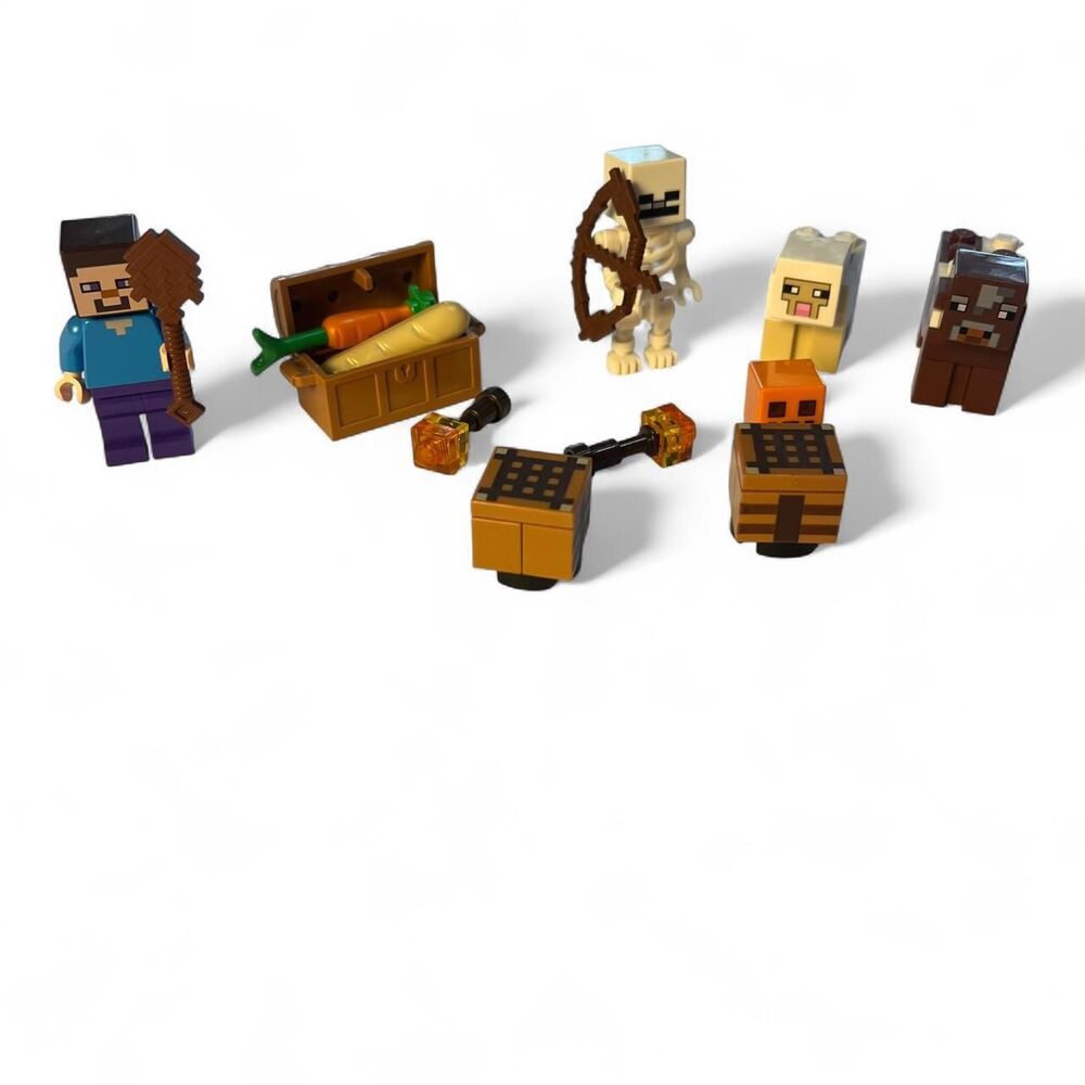LEGO Minecraft Minifigure Lot Steve Skeleton Sheep Cow Accessories Figures